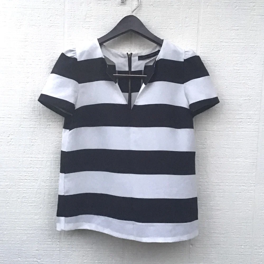 Zara striped puff sleeve top